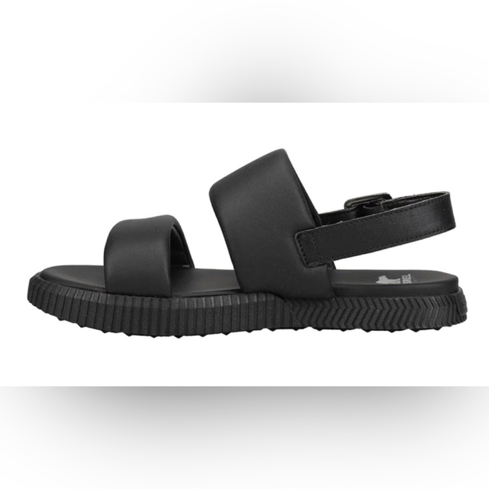 Sorel Black Two-Strap Padded Sandals